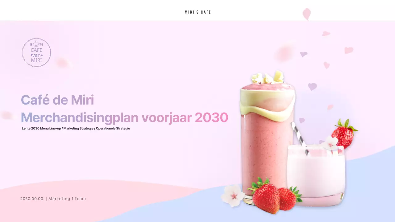 Presentatie van de lente-merchandisingopdracht van het café in roze pastelkleuren