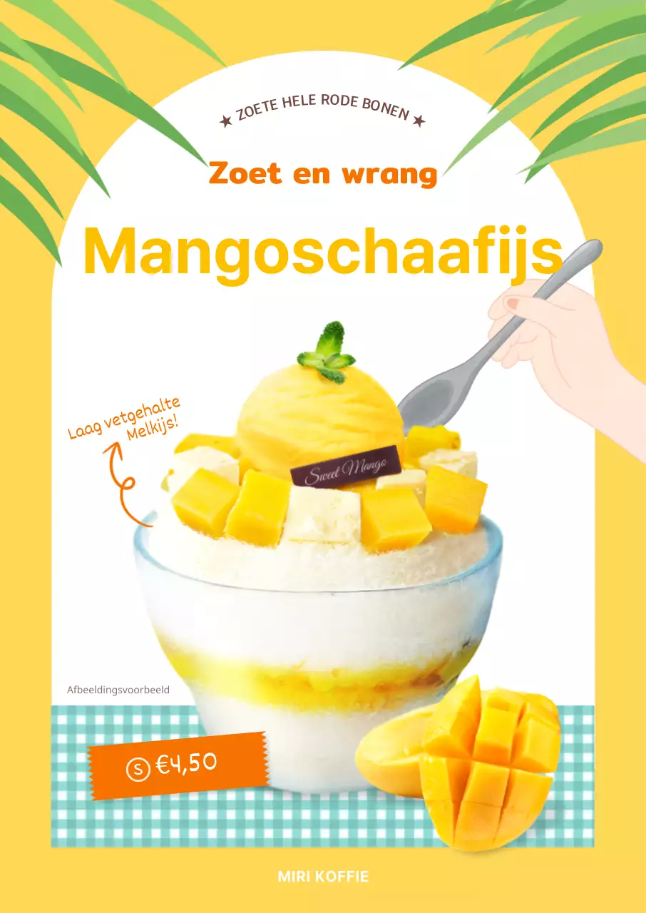 Mangoschaafijs op gele achtergrond