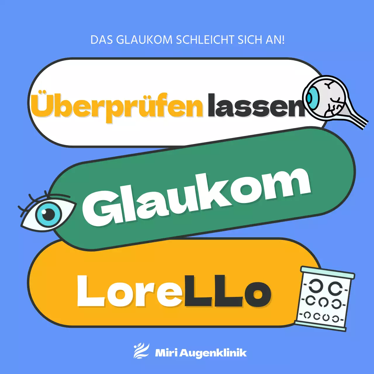 Bietet Glaukom-Informationen in blau hervorgehobenem Text