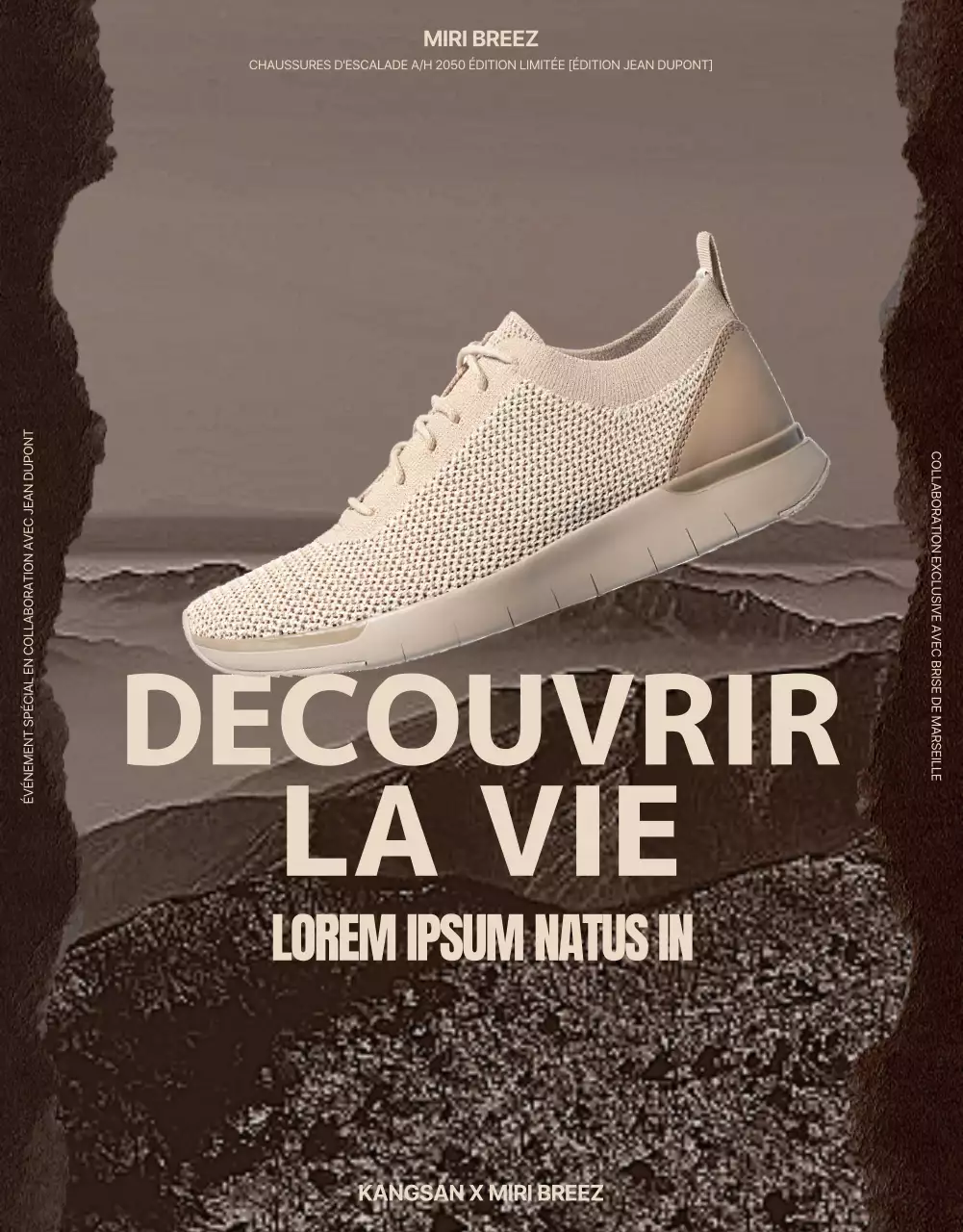 Collaboration avec des chaussures de randonnée sépia et beige