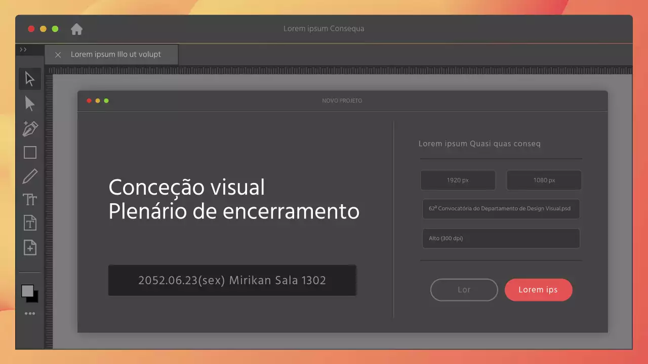 Conceito de programa a cinzento e vermelho Sessão plenária de encerramento