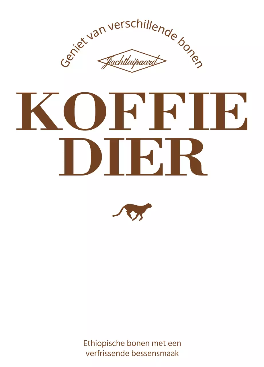 Eenvoudig ontwerp met bruine, rennende dierenillustratie