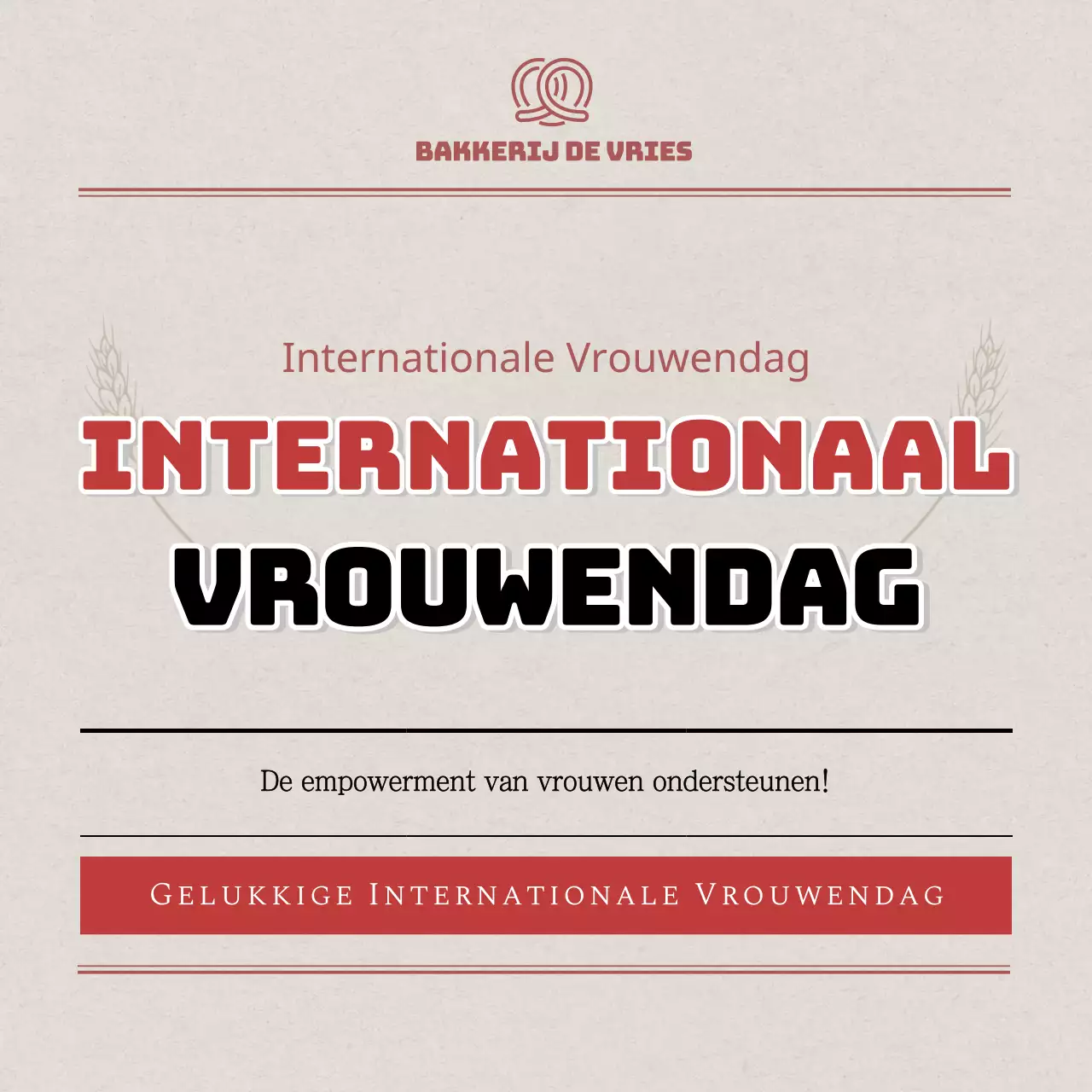 Krant Concept in Beige en RoodInternationale VrouwendagkaartNieuws