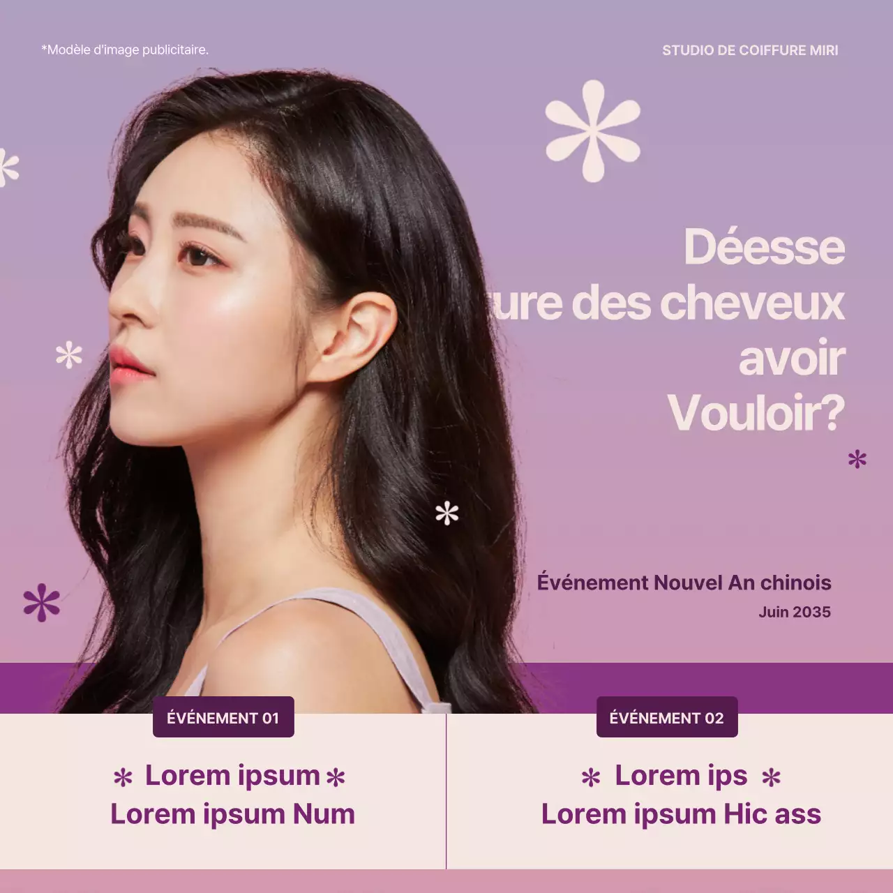 Thème du studio de coiffure en rose et violet