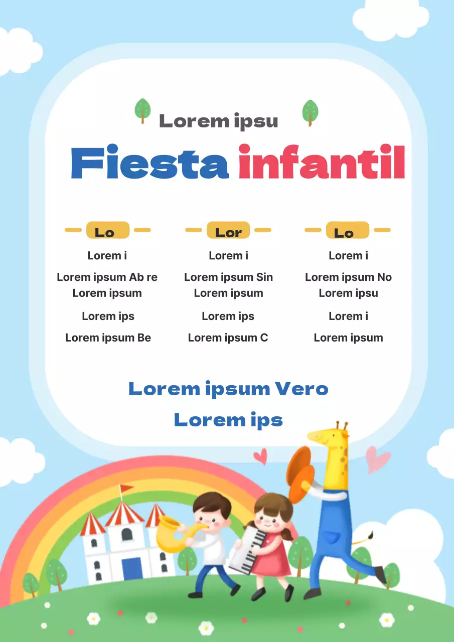 Un bonito folleto azul claro para la Gran Fiesta del Día del Niño