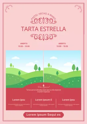 Promocione el menú de una pastelería con lujosas curvas y líneas en rosa.