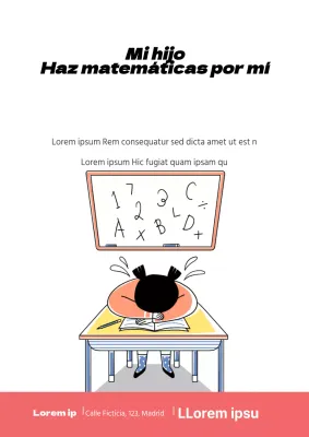 Promociona una escuela infantil de matemáticas con una ilustración de un niño rosa llorando