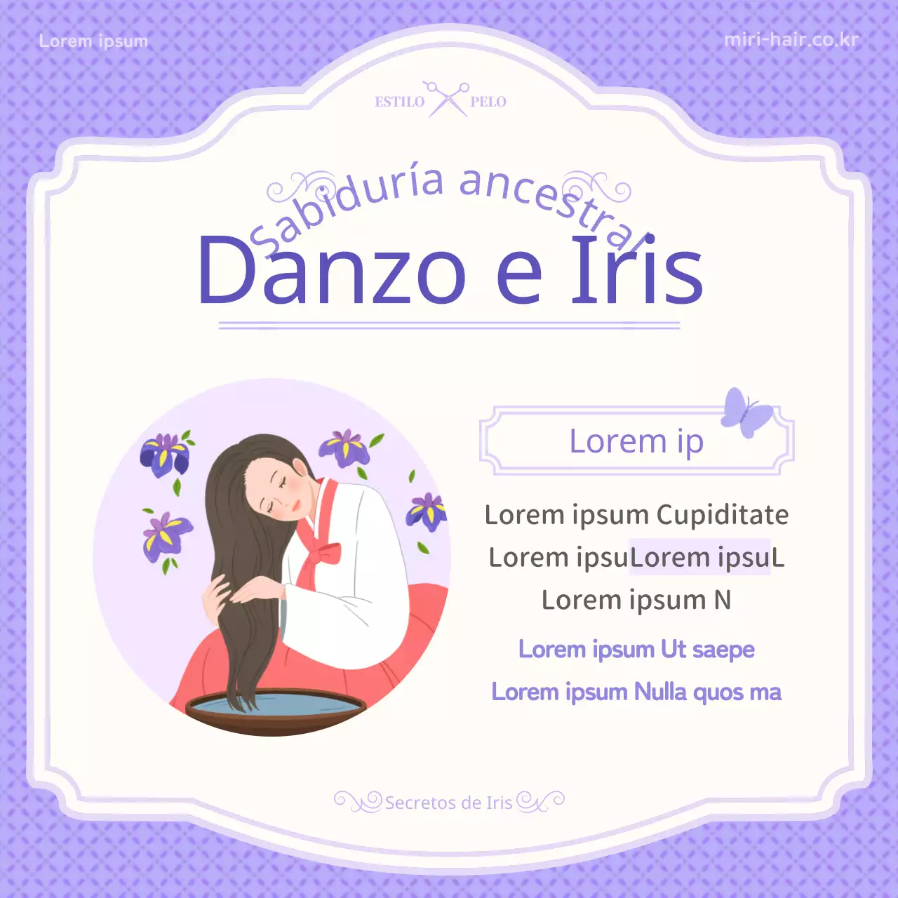 Presentación del concepto de ilustración púrpura de tan'o e información sobre el iris