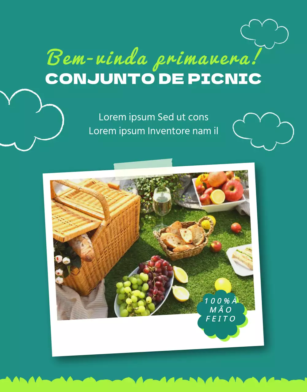 Um conjunto de piquenique simples, pronto para a primavera, em verde e amarelo, já está à venda