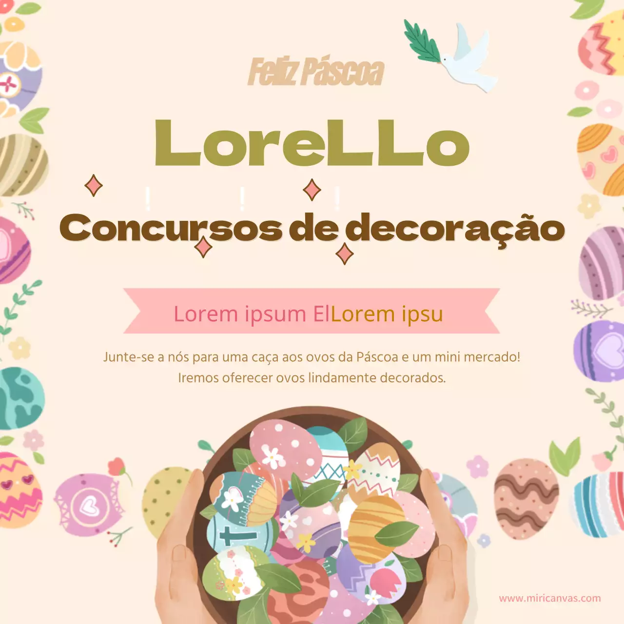 Concurso de decoração de Páscoa tema de promoção de igreja em bege