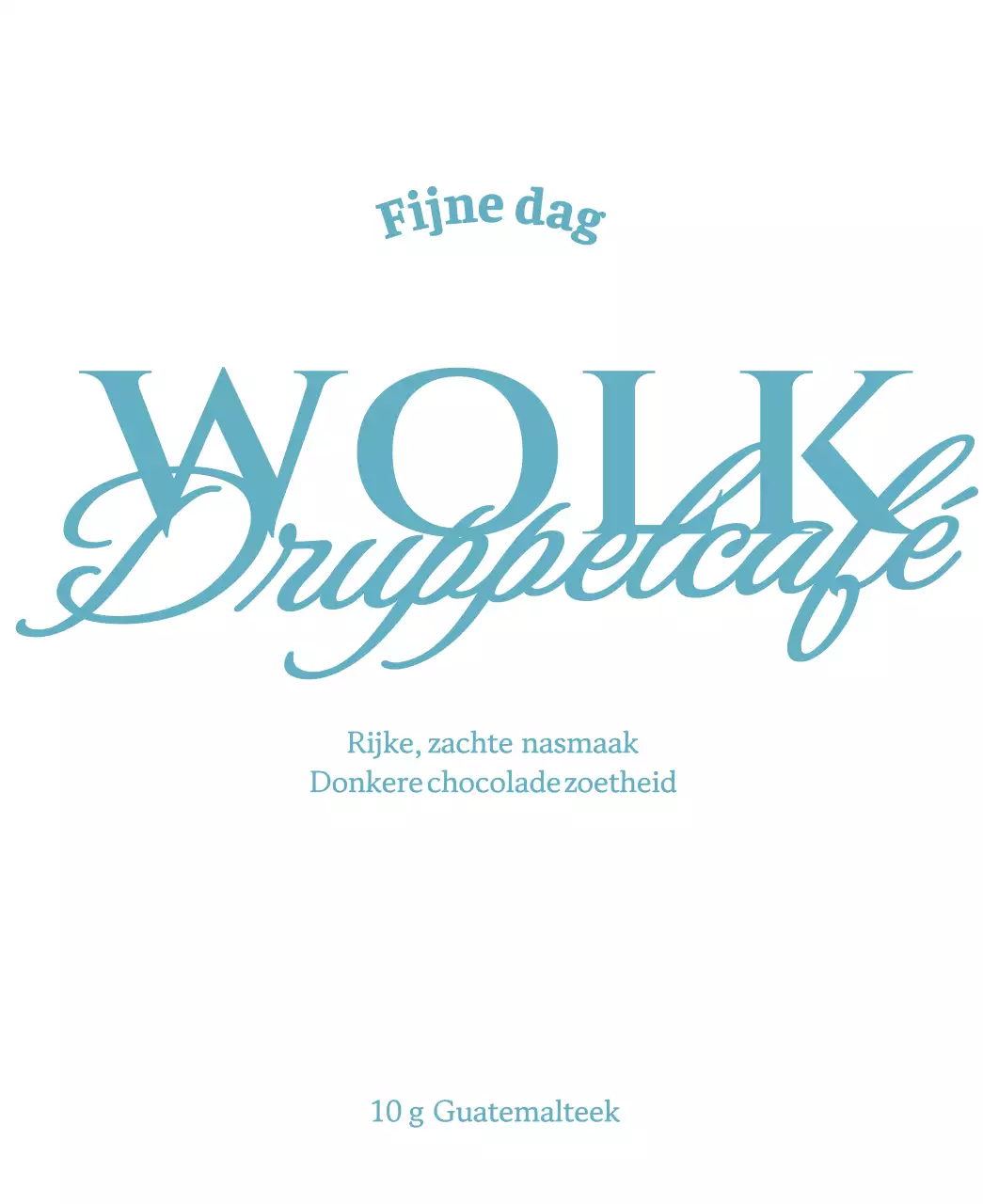 Eenvoudige koffiebonen met lichtblauwe en witte tekstaccenten