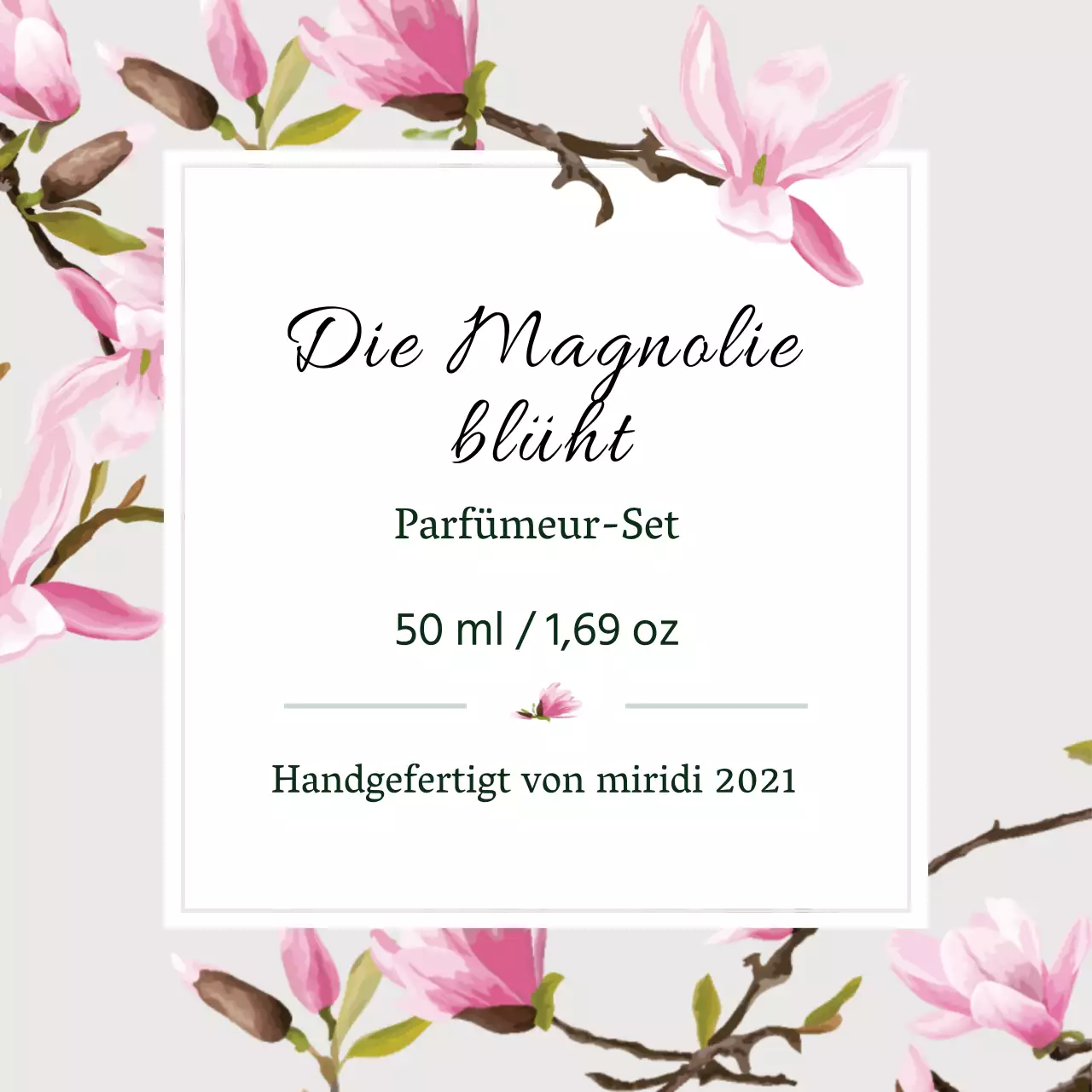 Vintage-Parfüm-Etikett mit grauer Illustration