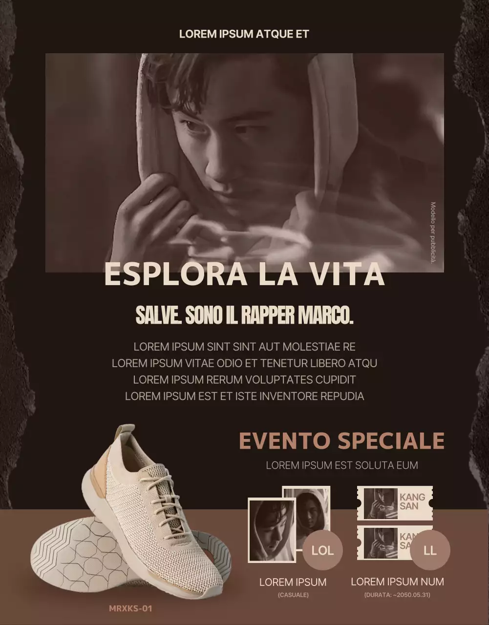 Una collaborazione con scarpe da trekking color seppia e beige