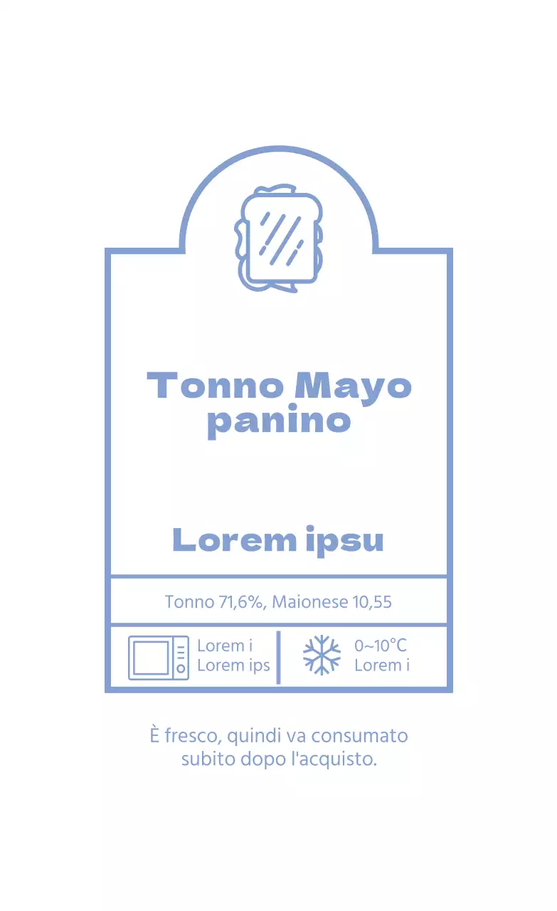 Etichetta illustrata blu per panini