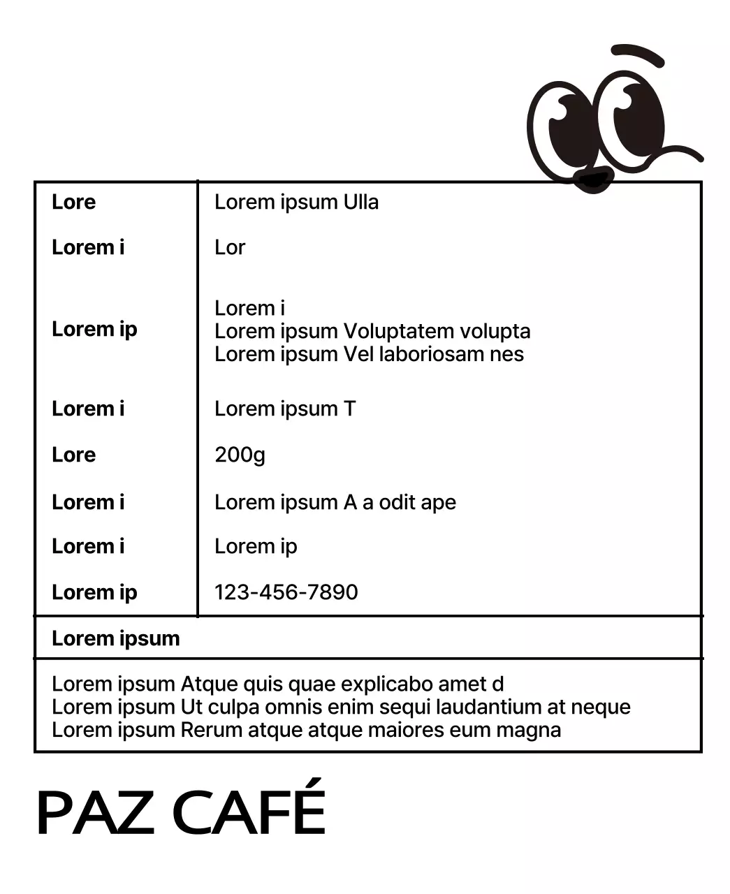 Granos de café con un simpático diseño de una taza de café negra ilustración de un personaje