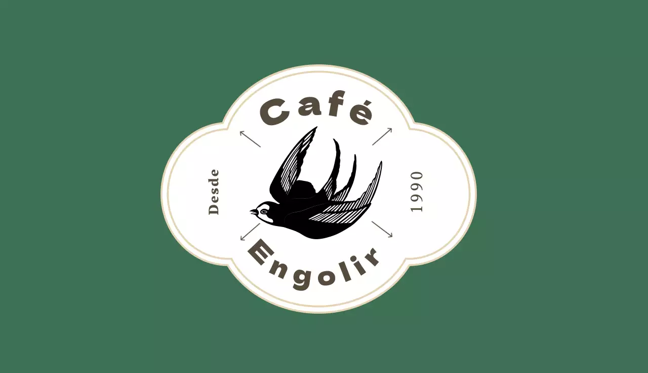 Cartão de visita de café com logótipo vintage verde