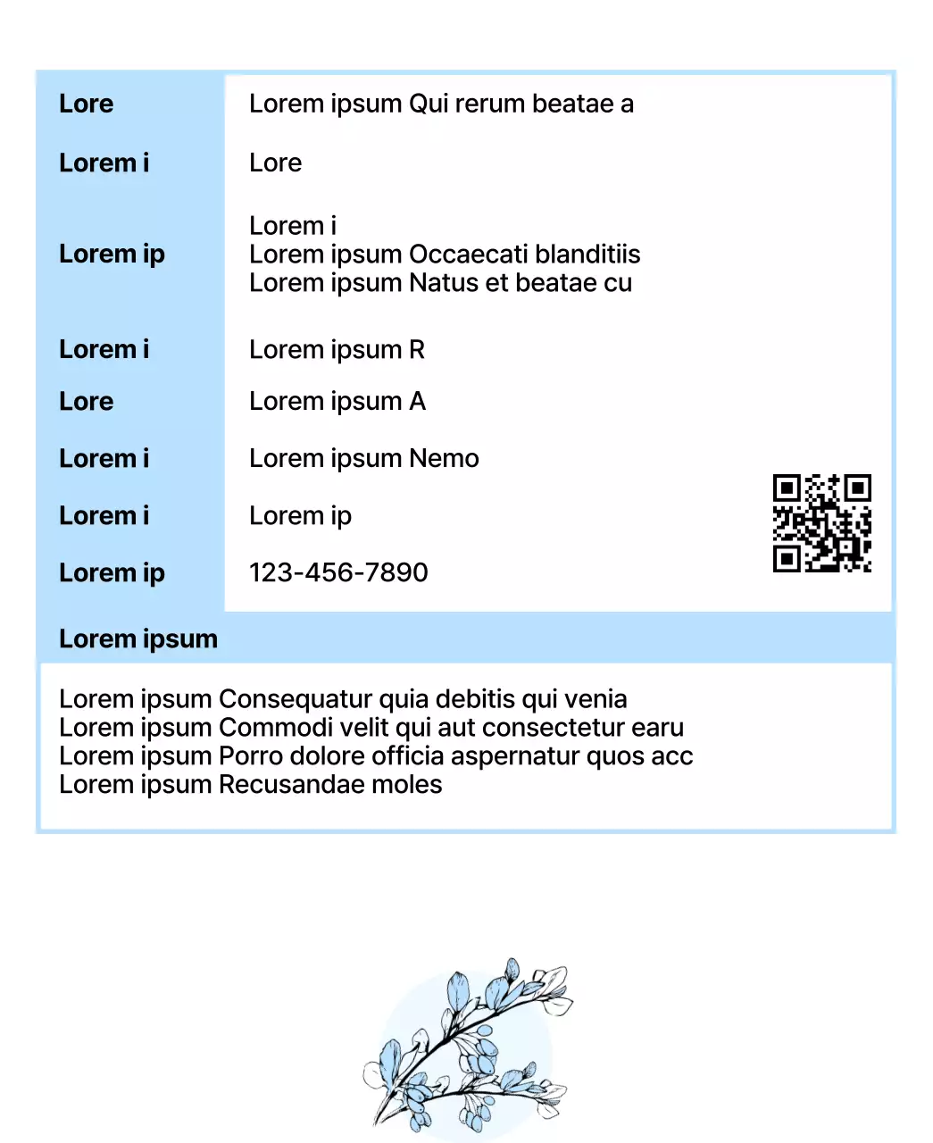 Luxuriöse Teebeutel mit skizzenhaften Illustrationen von Pflanzen und Beeren in Pastellrosa und Hellblau