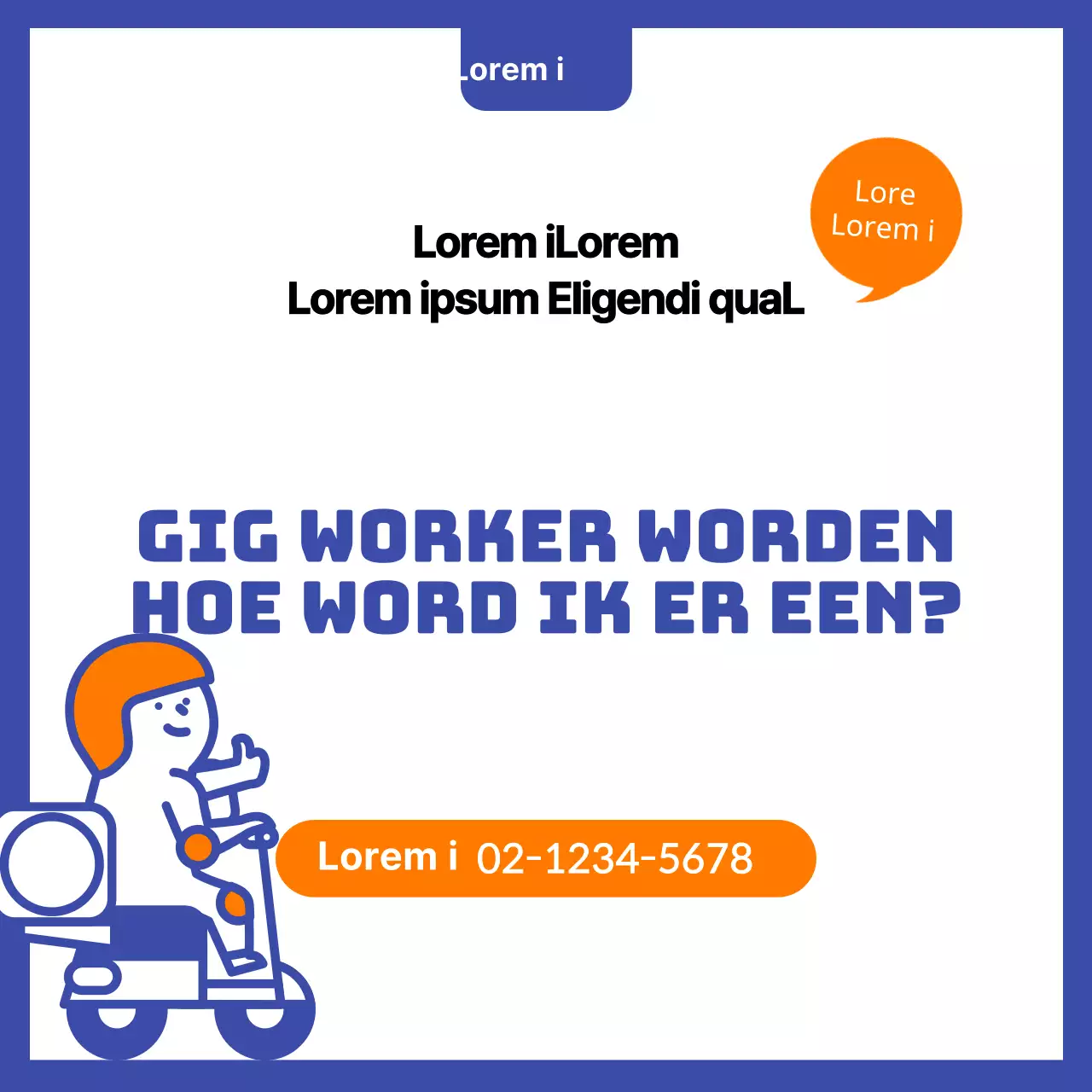 blauw oranje schattige illustratie geekworker cardnews