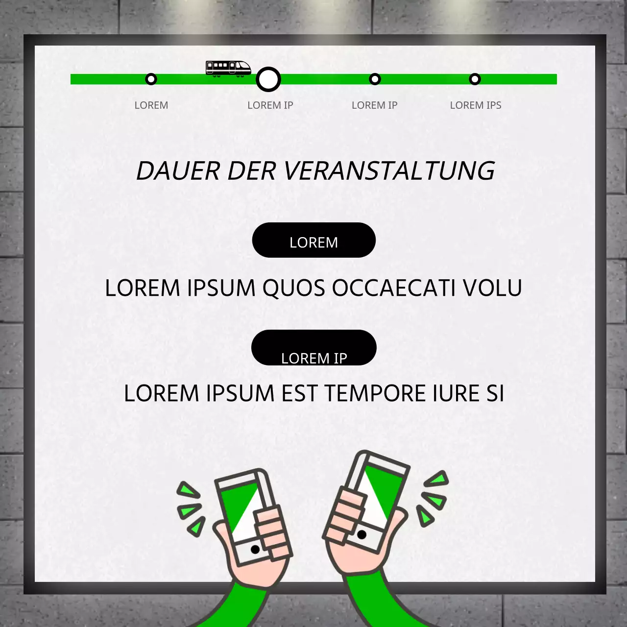 U-Bahn-Anzeigen-Fotoaktion mit grünem Plakatkonzept