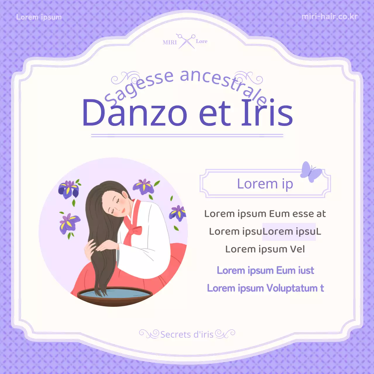 Présentation du concept d'illustration en violet des informations sur le dan-o et l'iris