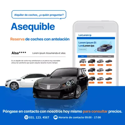 Presentamos la sencilla aplicación azul de alquiler de coches