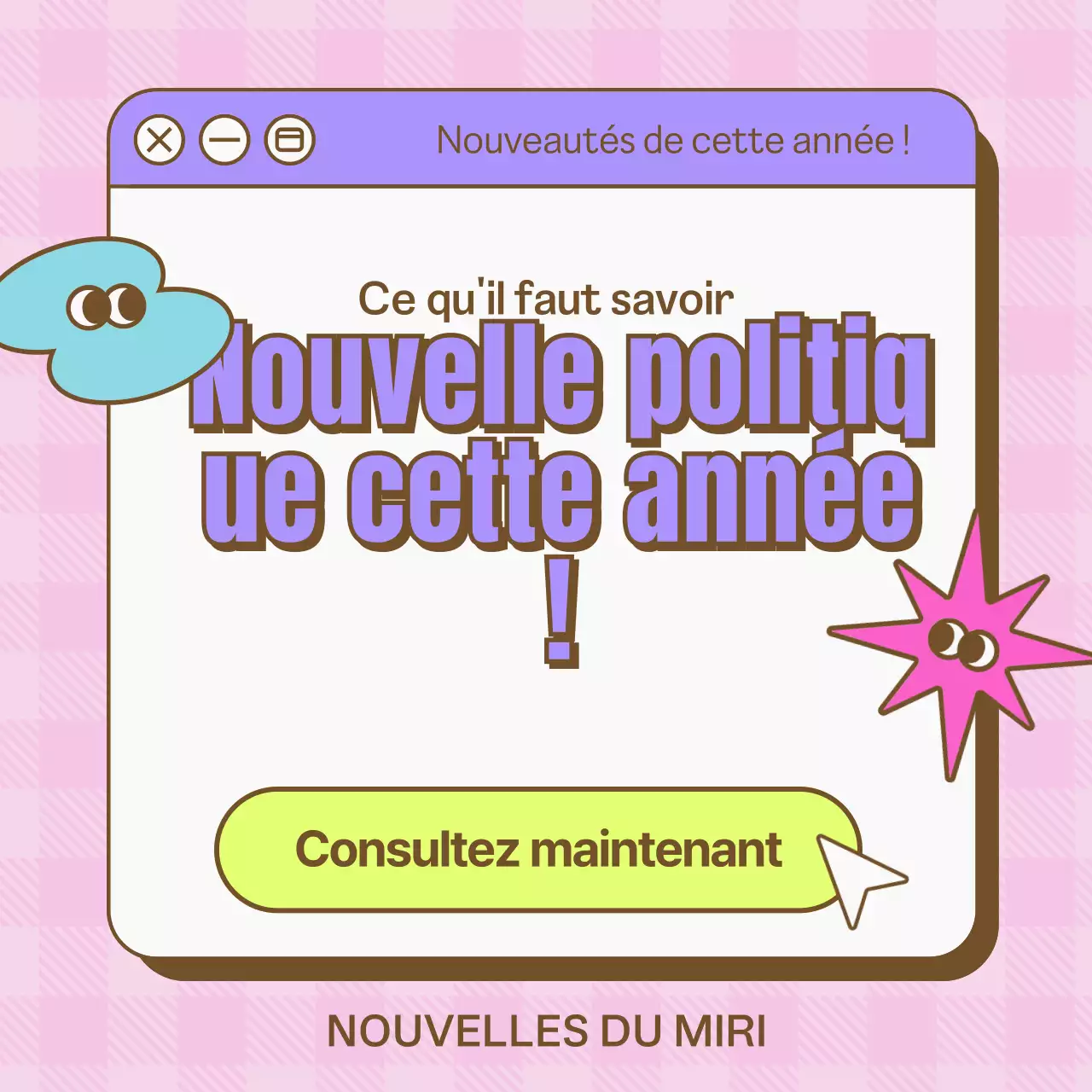 Guide politique mignon avec un concept de barre de recherche internet violette