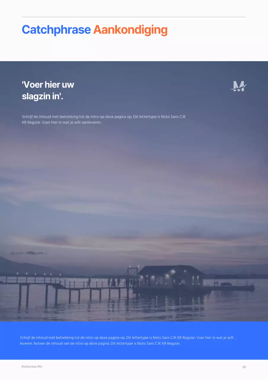 Clean concept jaarplan in blauw en oranje