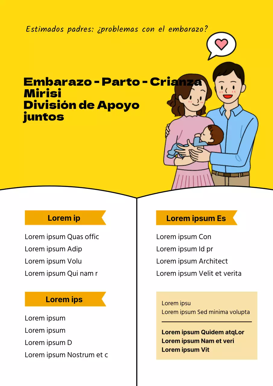 Aviso amarillo de apoyo a las mujeres embarazadas