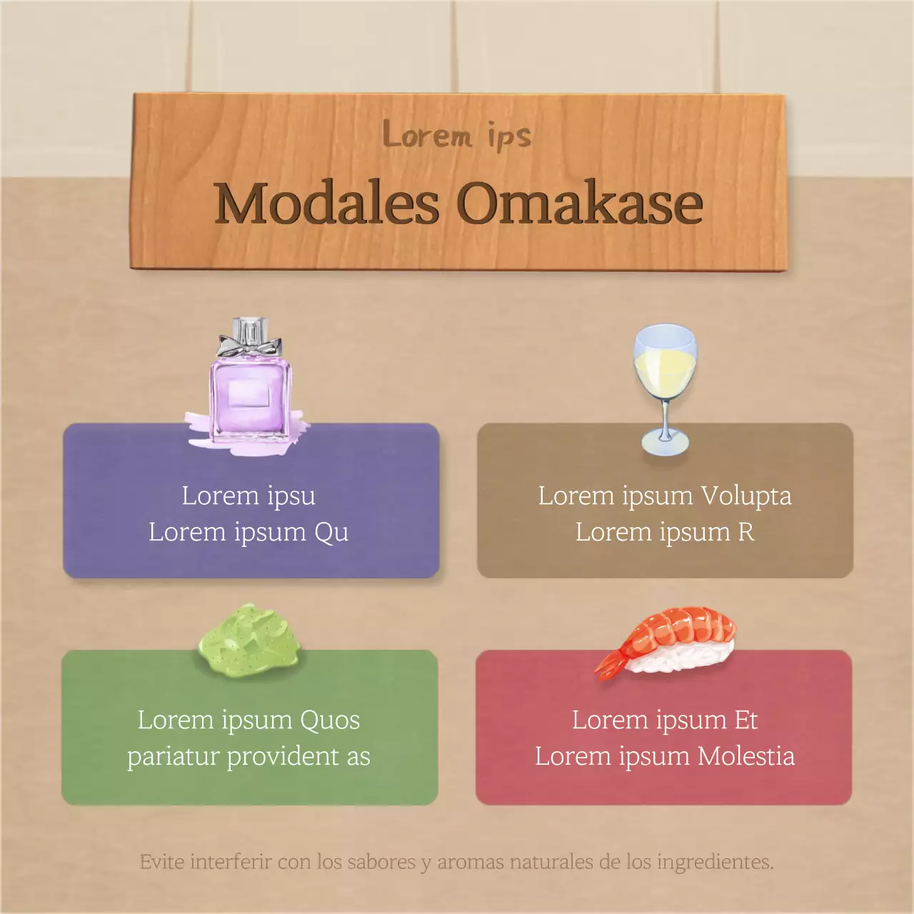 Concepto de restaurante japonés en azul marino y marrón