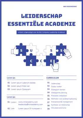 Flyer sjabloon leiderschapsacademie in blauw