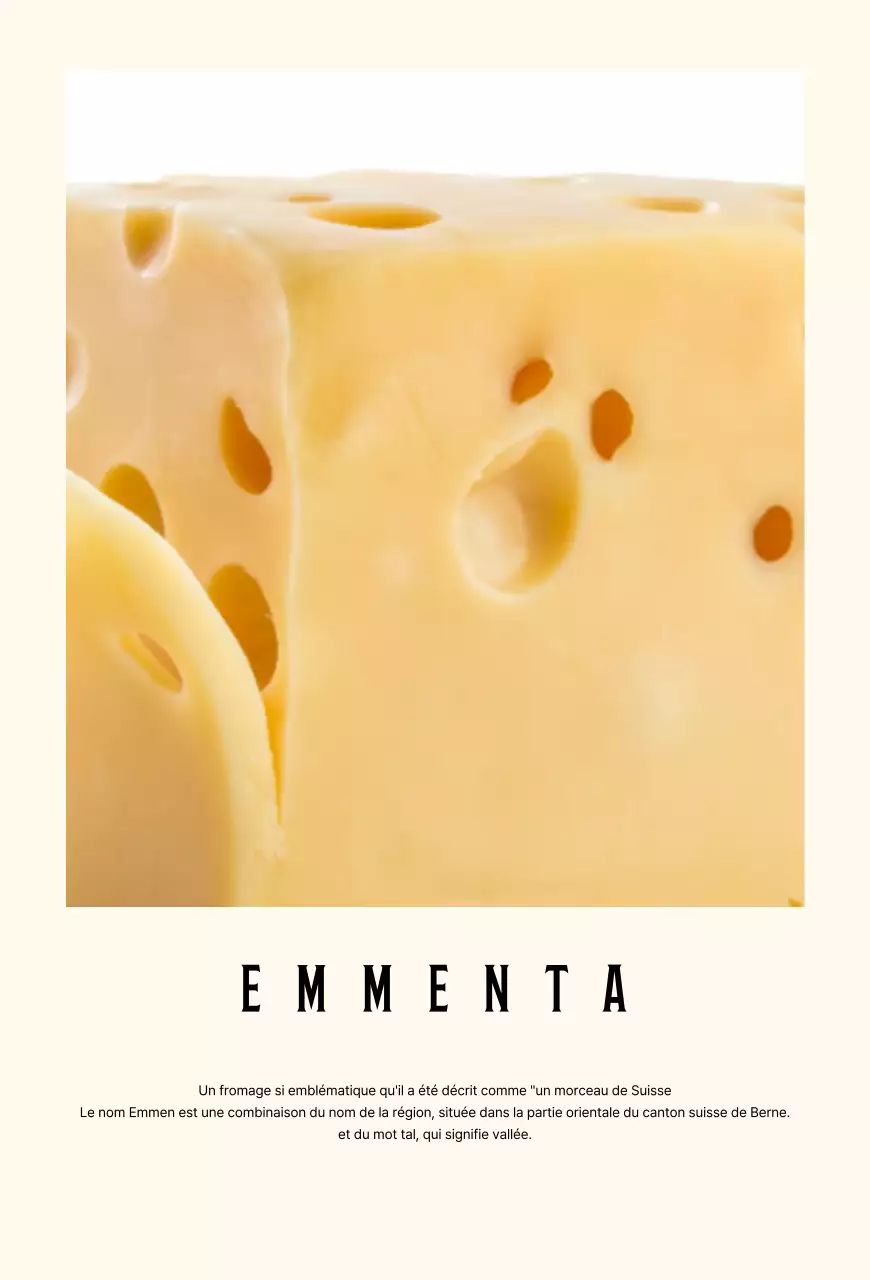 Description d'une marque de fromage sur un fond pastel simple