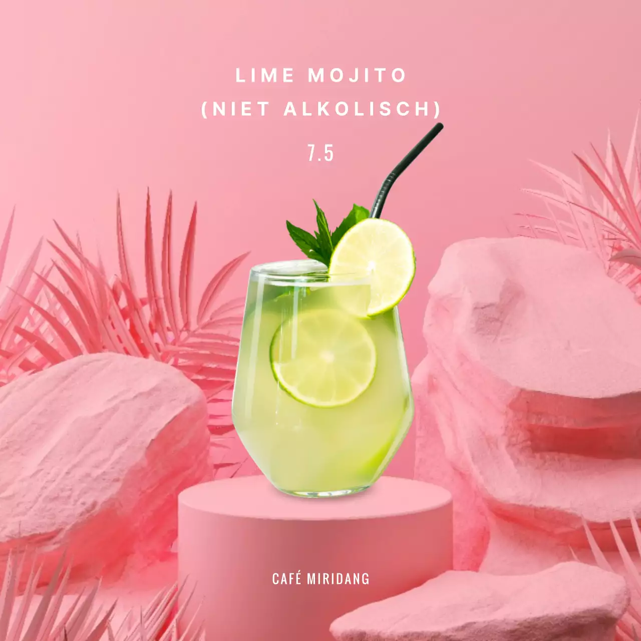 Zomerse drankjes op een roze tropische achtergrond