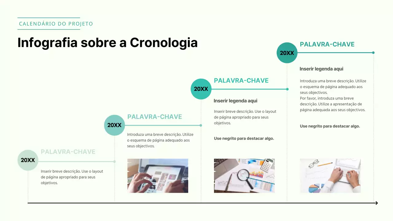 Infografia da cronologia do projeto Greentone