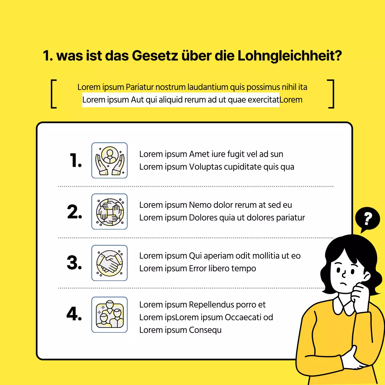 Gelbes Illustrationskonzept Arbeitsrechtsnovelle Gleichstellungsgesetz Leitfaden