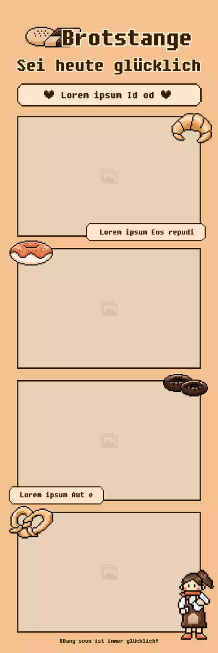 Pixel Bread Konzept Vier-Schnitt Fotorahmen in Braun