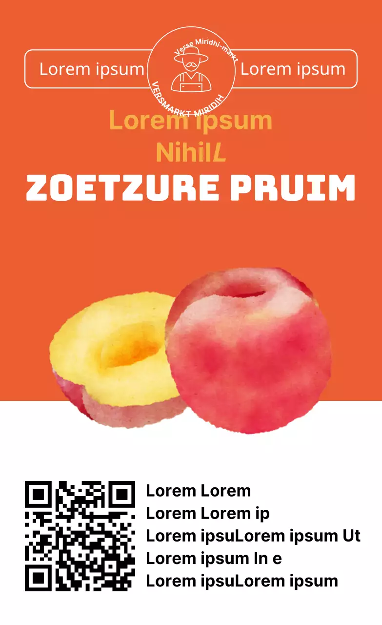 Zomer producten pruim illustratie eenvoudige verticale sticker op kleur