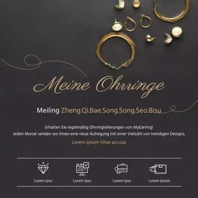 Schwarze Foto-Akzent-Ohrringe mit wiederkehrender Lieferung