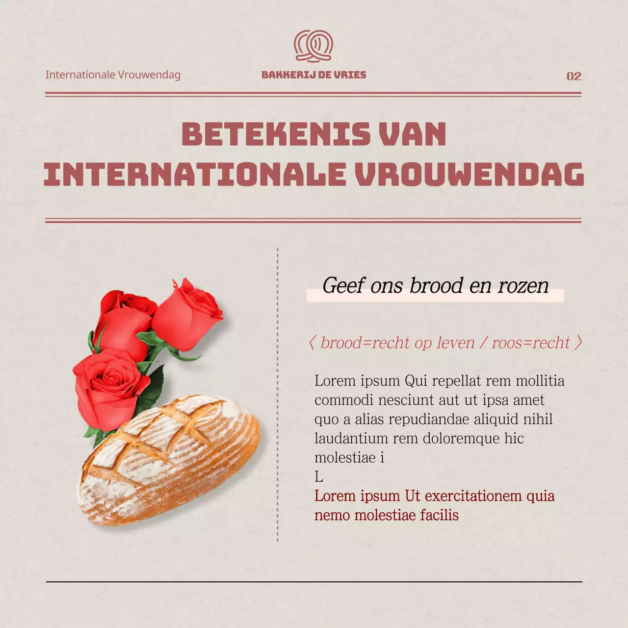 Krant Concept in Beige en RoodInternationale VrouwendagkaartNieuws