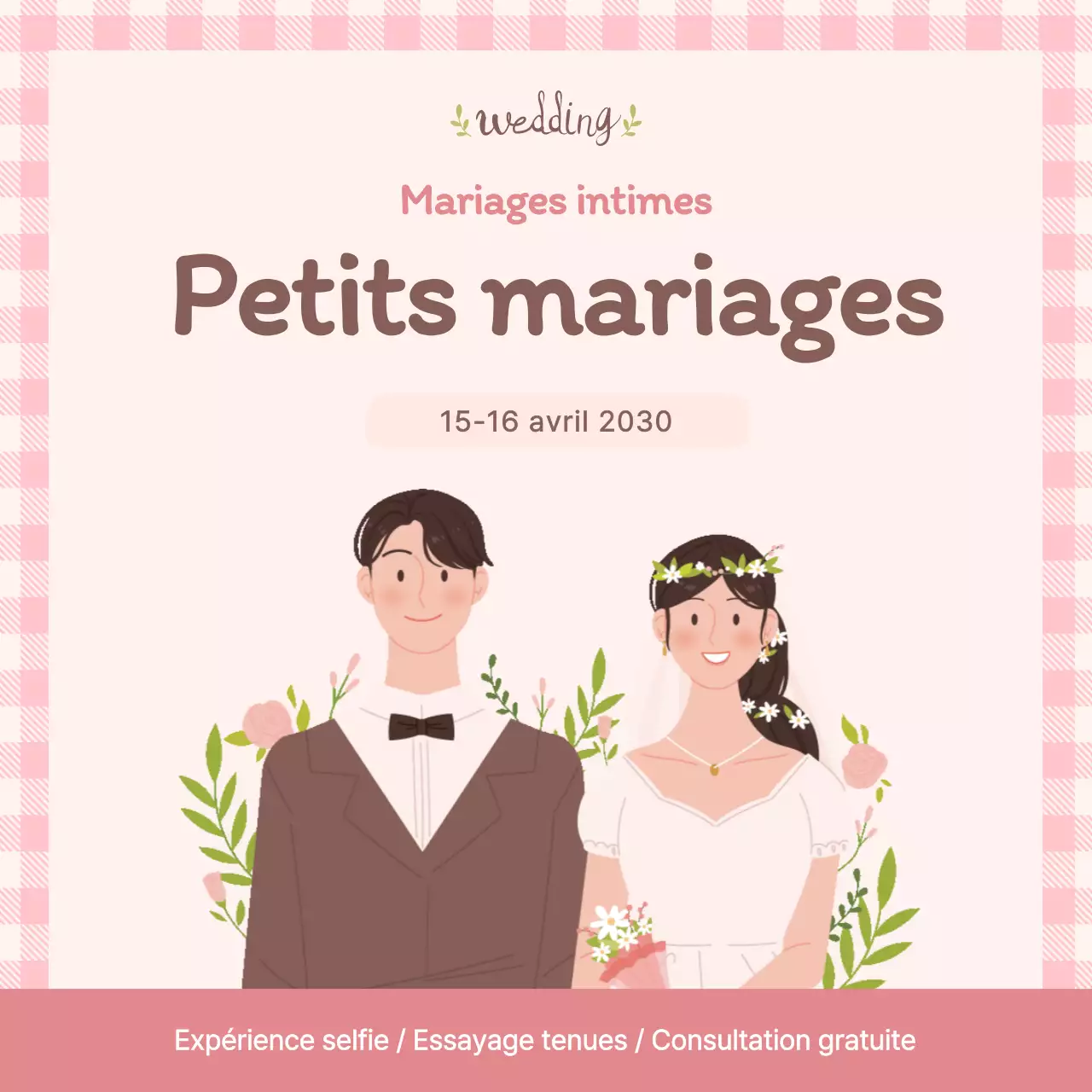 Promouvoir votre salon du mariage avec une jolie toile de fond rose