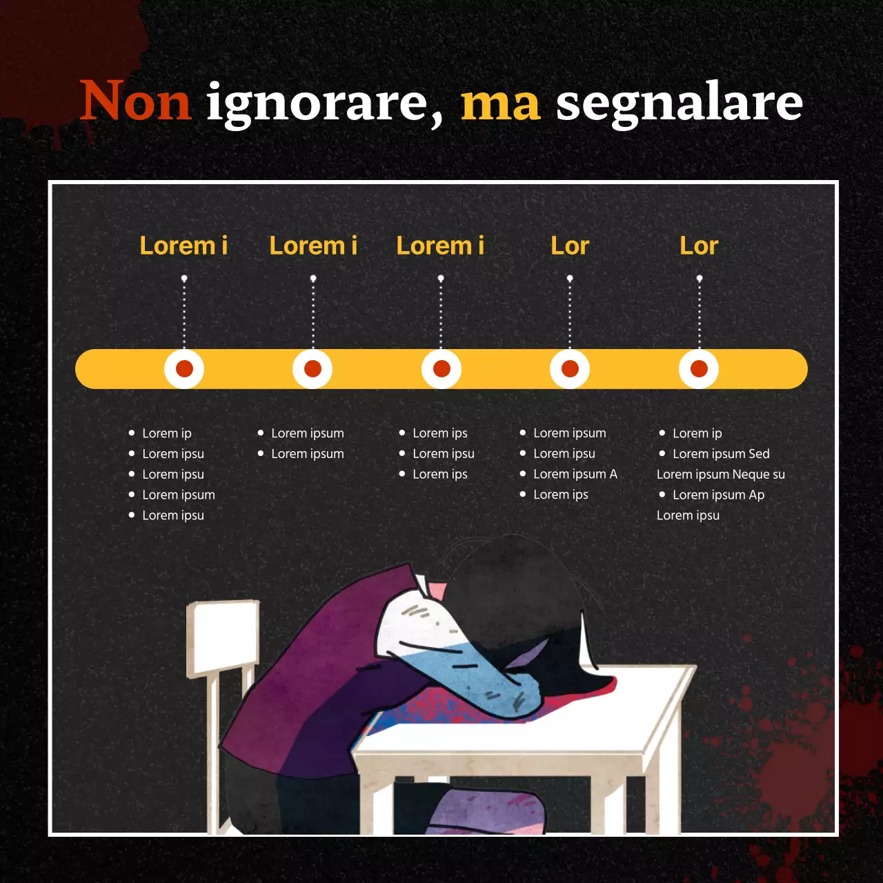 Posta del Centro di consulenza per la prevenzione del bullismo in nero e rosso