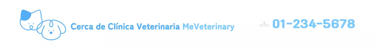 Clínica veterinaria sencilla con simpáticas ilustraciones de animales en azul y rosa