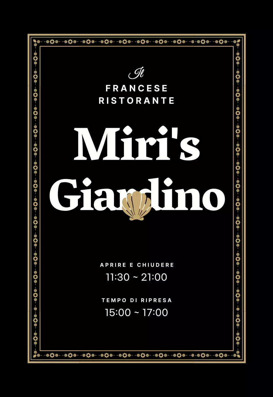 Un ristorante francese con una cornice d'oro decorata