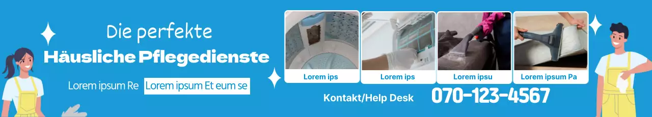 Werben Sie für Ihren Reinigungsdienst mit einem blauen Illustrationsfoto