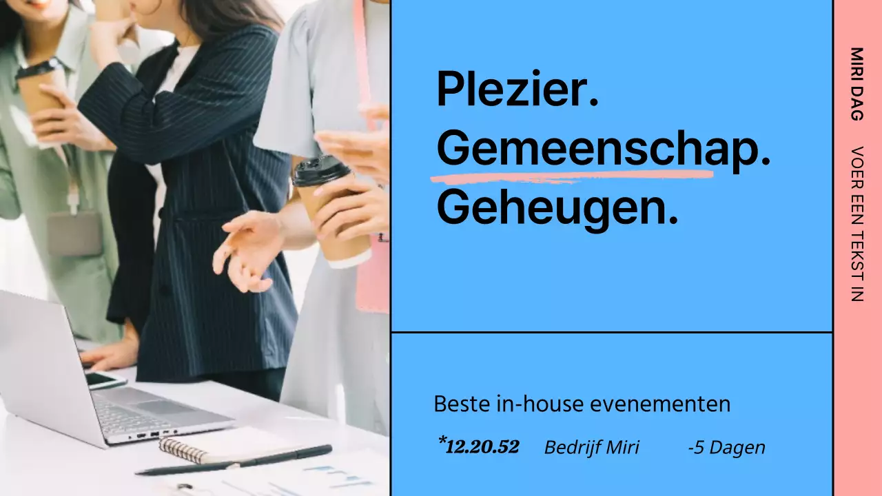 Introductie van het blauwe en roze rasterconcept in-house evenement