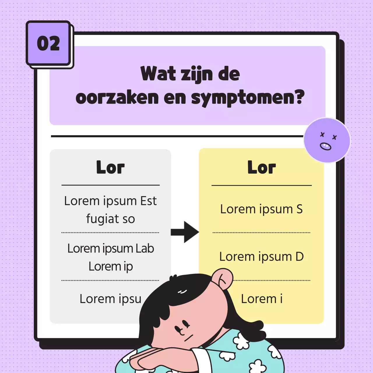 Geef informatie over het nieuwe semestersyndroom met eenvoudige pasteltinten illustraties en emoticons
