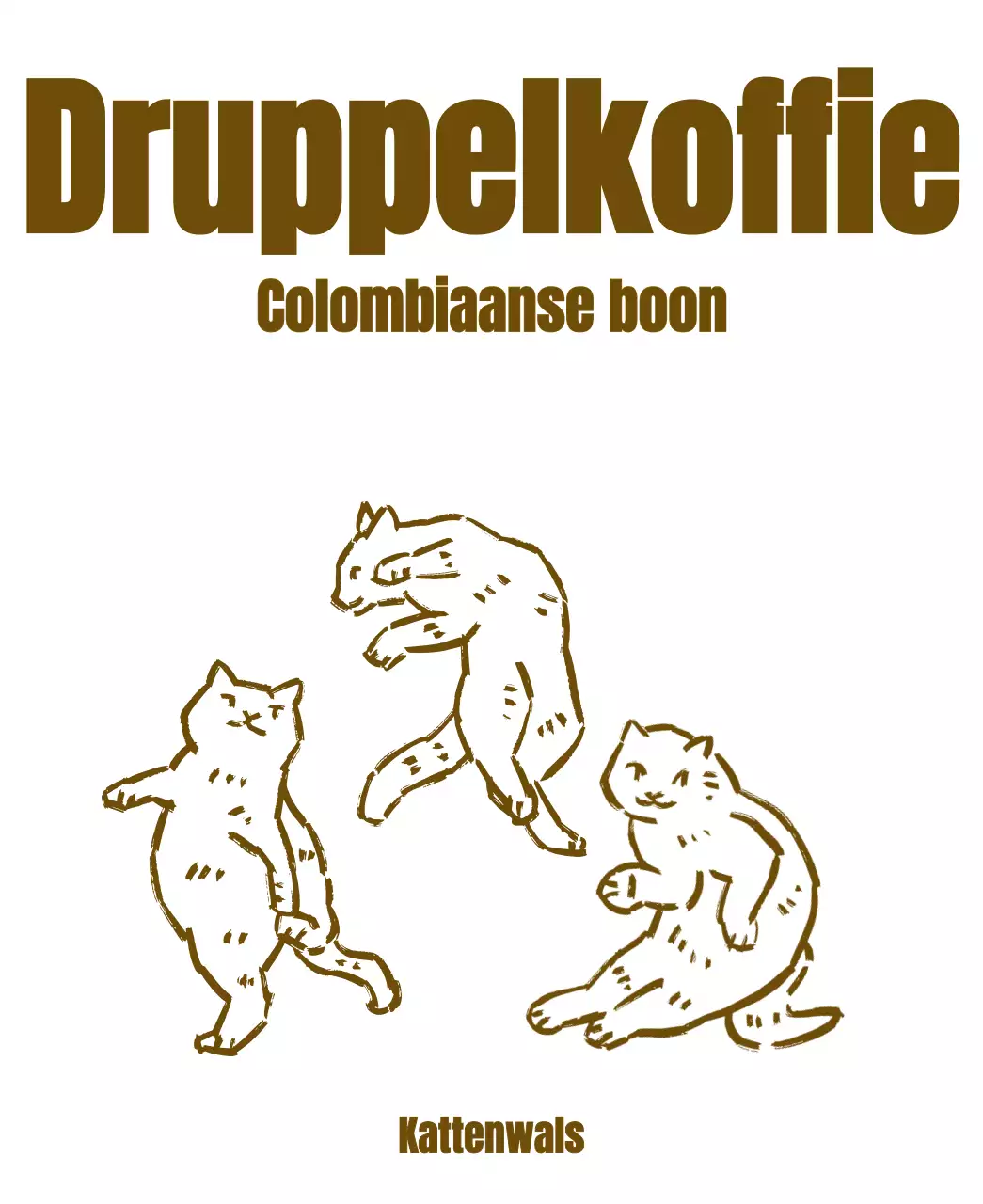 Eenvoudig ontwerp met een bruine, tekenachtige kattenillustratie