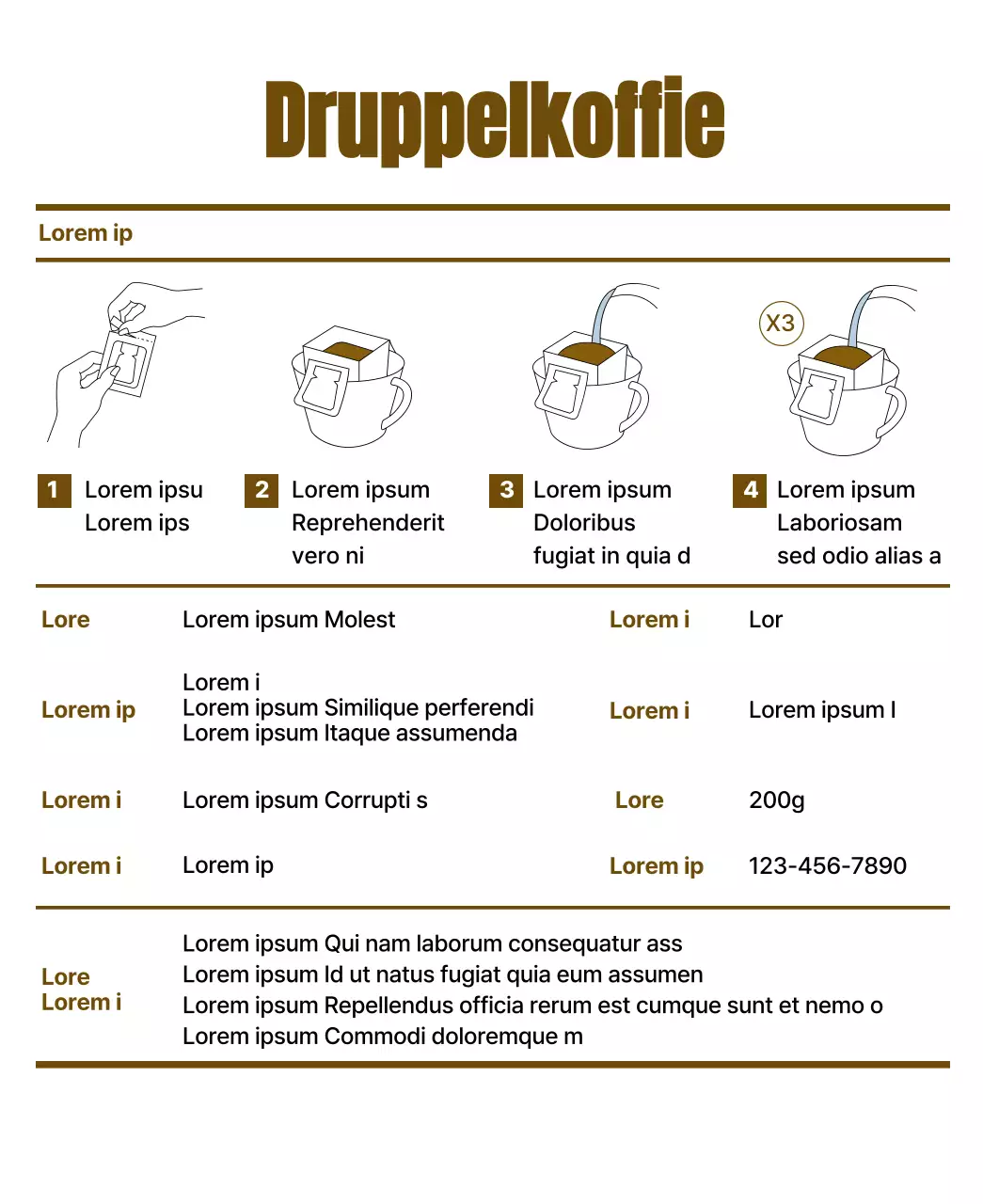 Eenvoudig ontwerp met een bruine, tekenachtige kattenillustratie