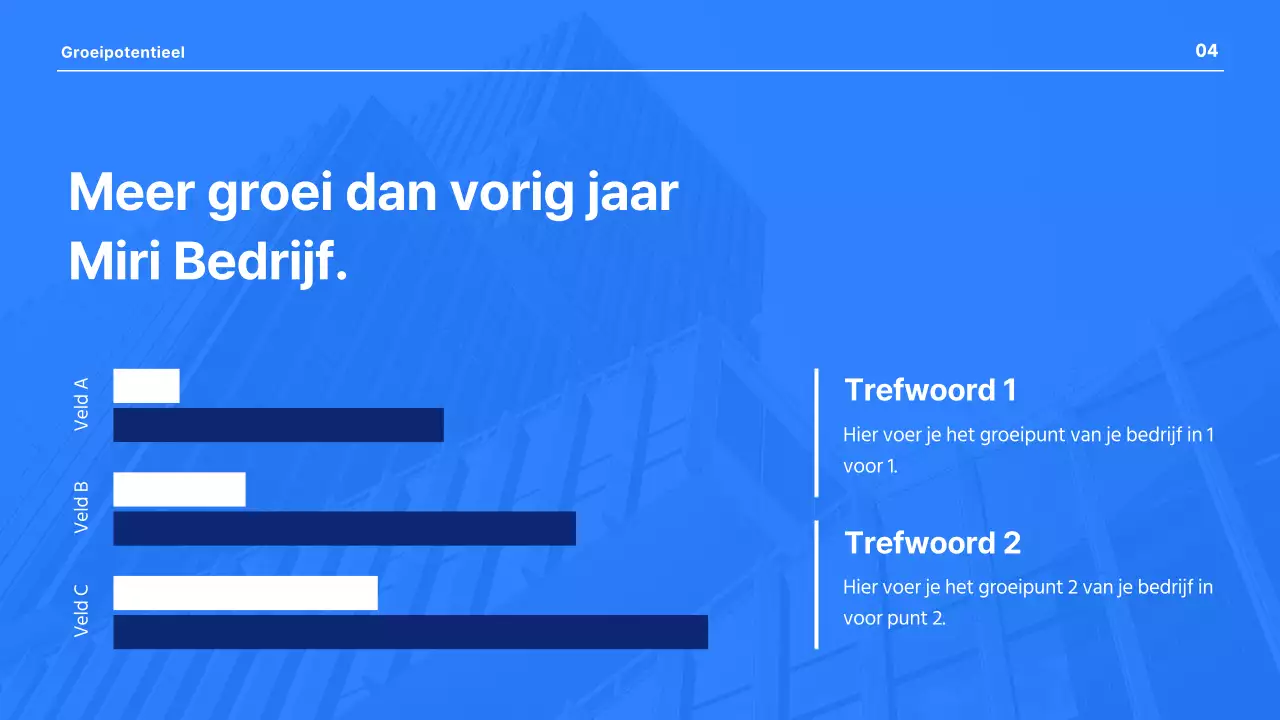 Een moderne bedrijfspresentatie in blauw en wit