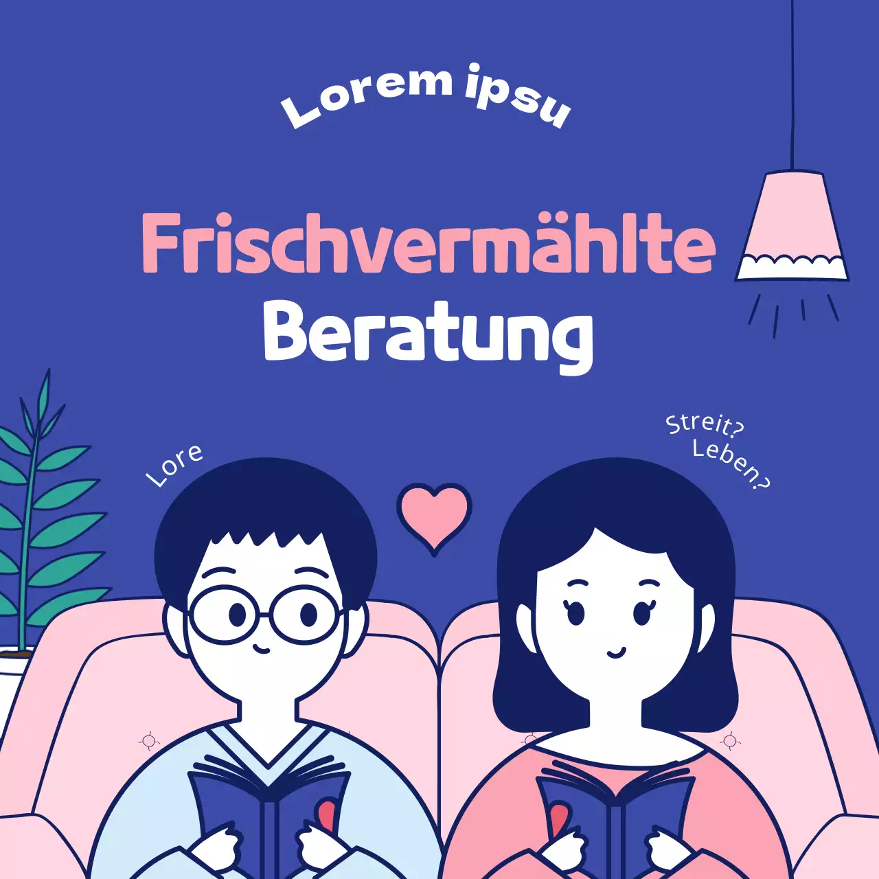 Einfache und niedliche Illustration in rosa und marineblau Familienmonat Paartag Flitterwöchner Ehe Medizinische Psychologie Psychiatrie Beratungsprogramm