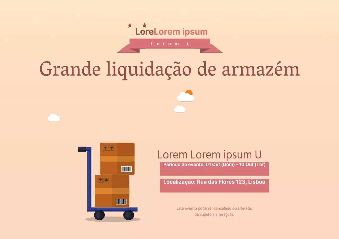 Armazém para libertar eventos